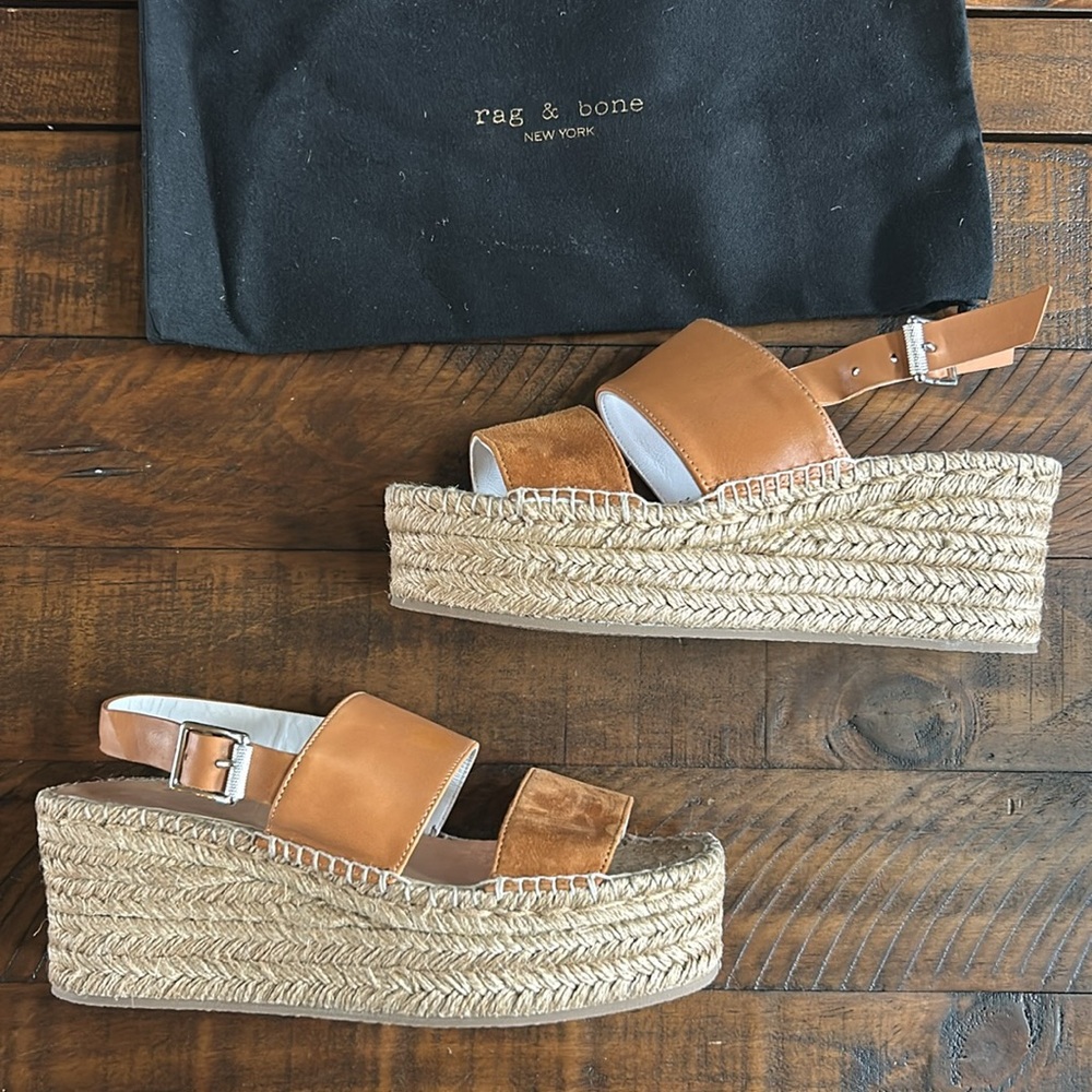 NWT Rag & Bone Tobacco/Tan Edie Wedge | Size 8.5
